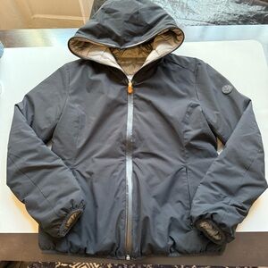 Save The Duck Rainy Reversible Hooded Jacket Black/Silver Womens 2 (Medium)
